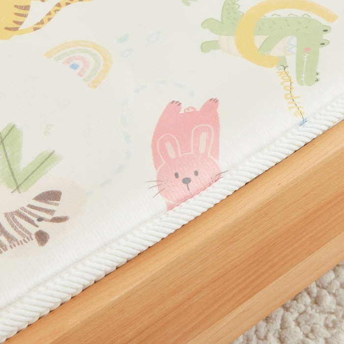 91家纺网 家纺一手货源 找家纺 艾佳宝贝 2025春夏A类多动能儿童双面床垫冰丝凉席 动物的世界