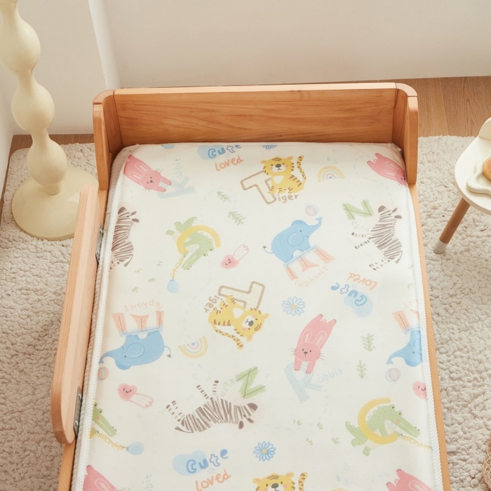 91家纺网 家纺一手货源 找家纺 艾佳宝贝 2025春夏A类多动能儿童双面床垫冰丝凉席 动物的世界