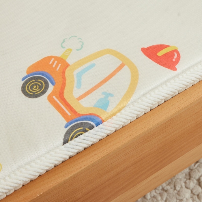 91家纺网 家纺一手货源 找家纺 艾佳宝贝 2025春夏A类多动能儿童双面床垫冰丝凉席 工程小车