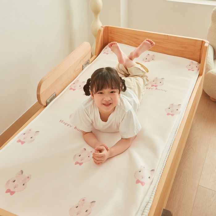 91家纺网 家纺一手货源 找家纺 艾佳宝贝 2025春夏A类多动能儿童双面床垫冰丝凉席 乖萌甜兔