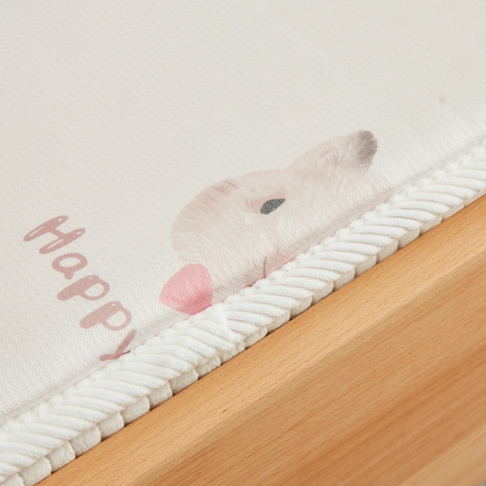 91家纺网 家纺一手货源 找家纺 艾佳宝贝 2025春夏A类多动能儿童双面床垫冰丝凉席 乖萌甜兔