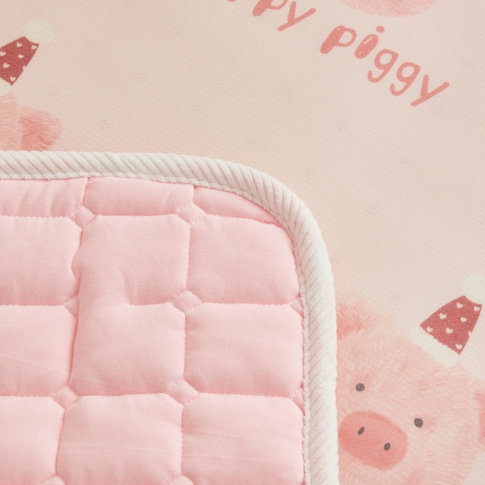 91家纺网 家纺一手货源 找家纺 艾佳宝贝 2025春夏A类多动能儿童双面床垫冰丝凉席 乖巧萌猪