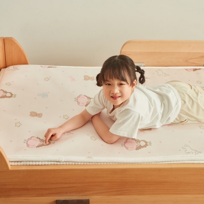 91家纺网 家纺一手货源 找家纺 艾佳宝贝 2025春夏A类多动能儿童双面床垫冰丝凉席 甜甜小公主