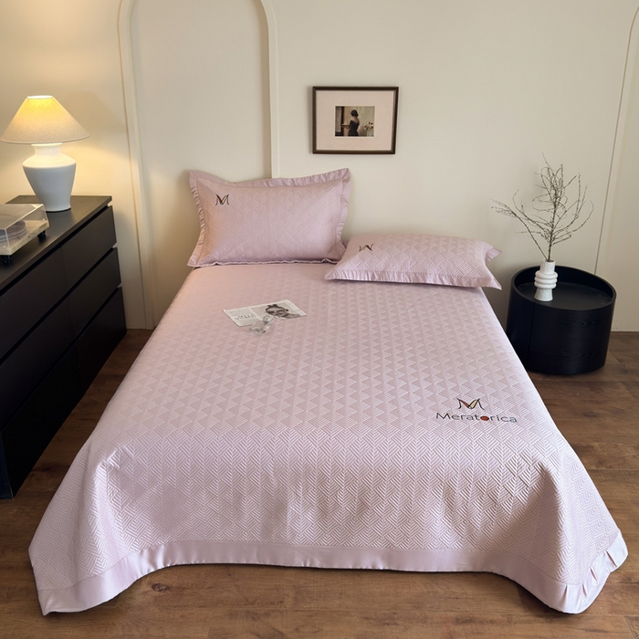 91家纺网 家纺一手货源 找家纺 云雀 2025新款60S兰精天丝床盖(M系列) M床盖-豆沙