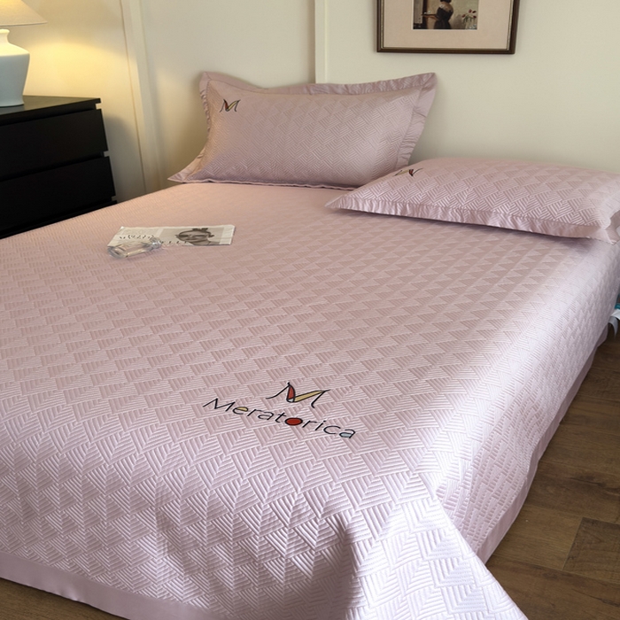 91家纺网 家纺一手货源 找家纺 云雀 2025新款60S兰精天丝床盖(M系列) M床盖-豆沙