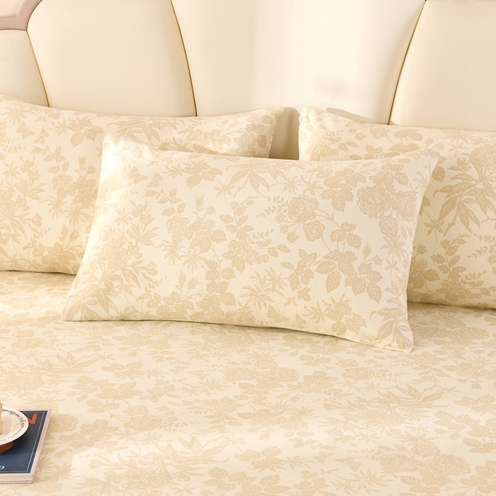 91家纺网 家纺一手货源 找家纺 牵依 2025新款工艺款老粗布床单系列三件套 芳华