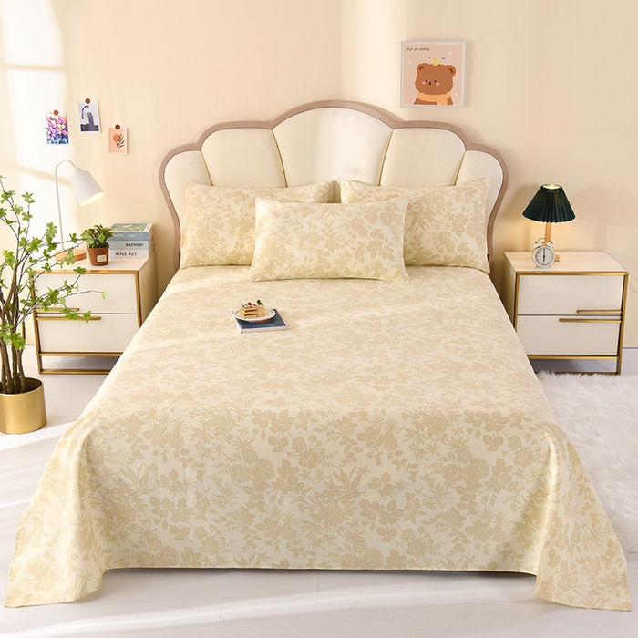 91家纺网 家纺一手货源 找家纺 牵依 2025新款工艺款老粗布床单系列三件套 芳华