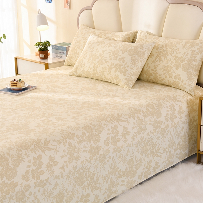 91家纺网 家纺一手货源 找家纺 牵依 2025新款工艺款老粗布床单系列三件套 芳华