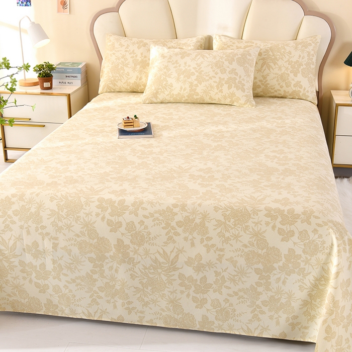 91家纺网 家纺一手货源 找家纺 牵依 2025新款工艺款老粗布床单系列三件套 芳华