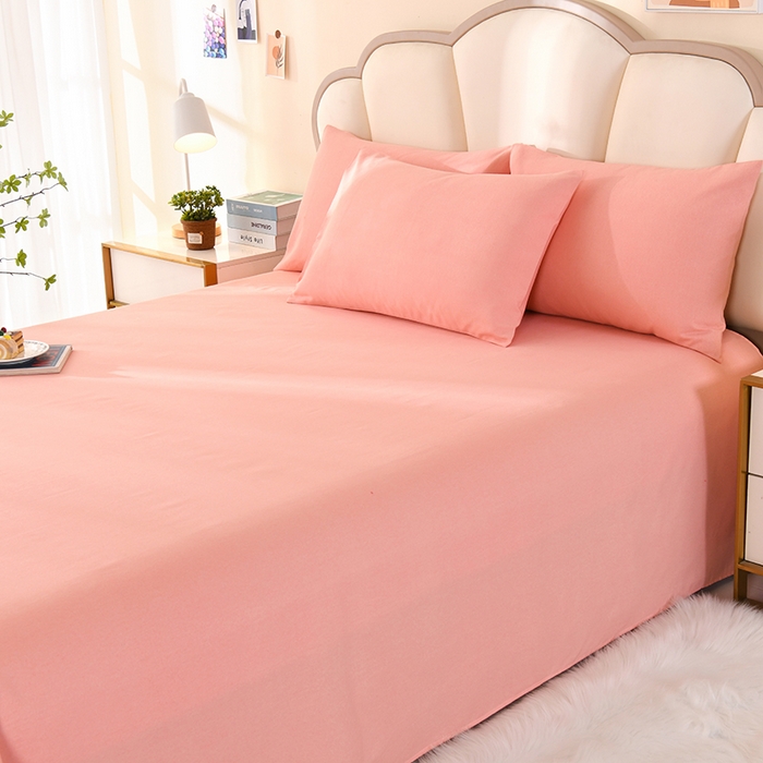 91家纺网 家纺一手货源 找家纺 牵依 2025新款工艺款老粗布床单系列三件套 粉诺