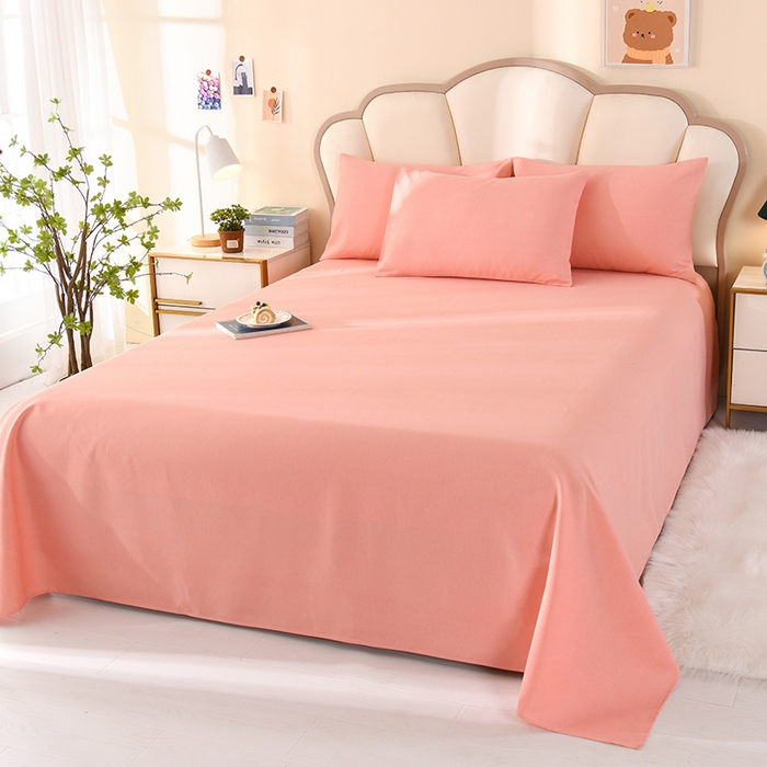 91家纺网 家纺一手货源 找家纺 牵依 2025新款工艺款老粗布床单系列三件套 粉诺