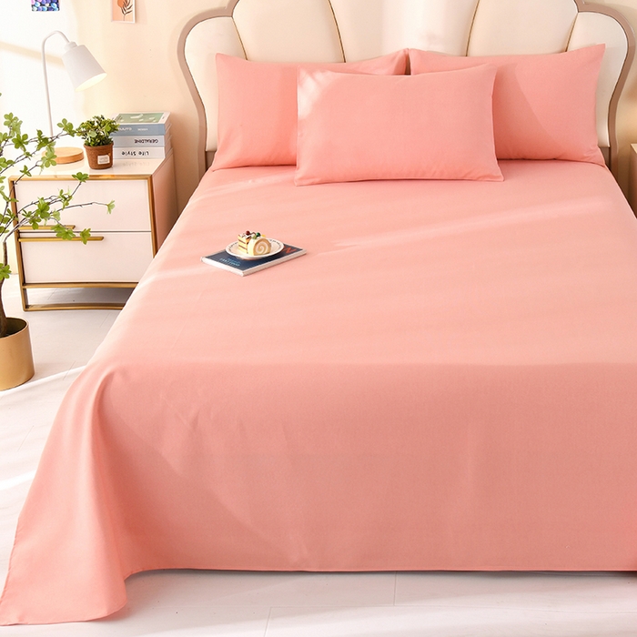 91家纺网 家纺一手货源 找家纺 牵依 2025新款工艺款老粗布床单系列三件套 粉诺