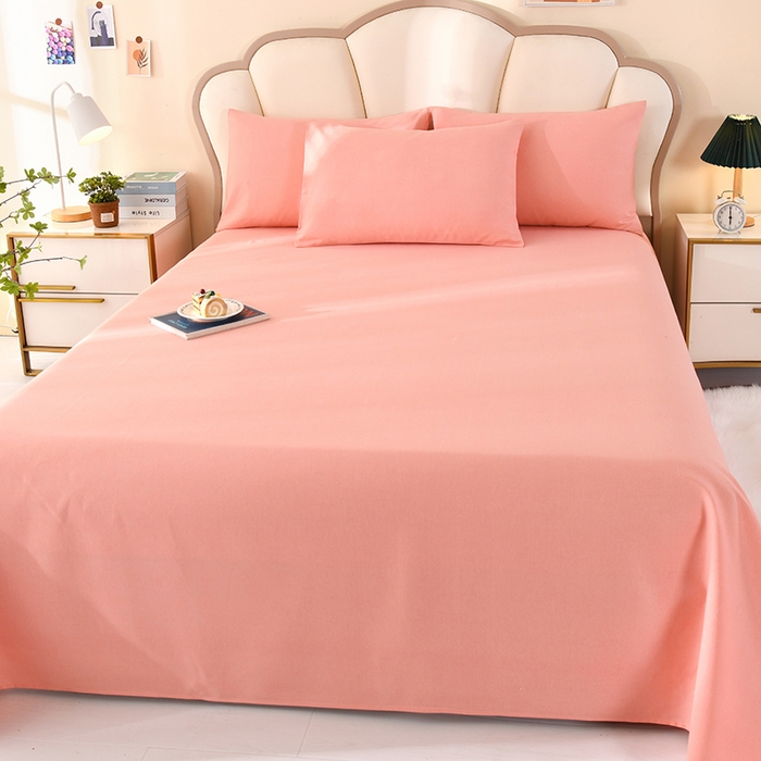 91家纺网 家纺一手货源 找家纺 牵依 2025新款工艺款老粗布床单系列三件套 粉诺