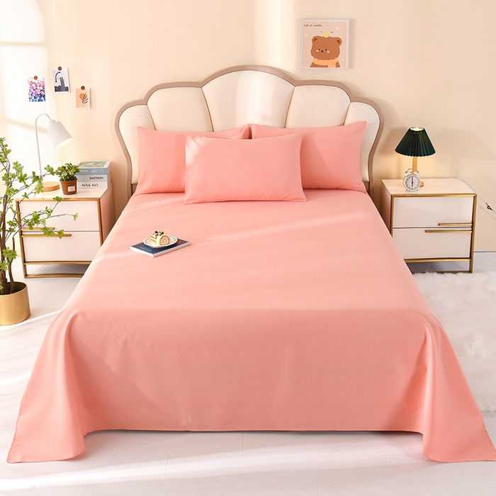 91家纺网 家纺一手货源 找家纺 牵依 2025新款工艺款老粗布床单系列三件套 粉诺