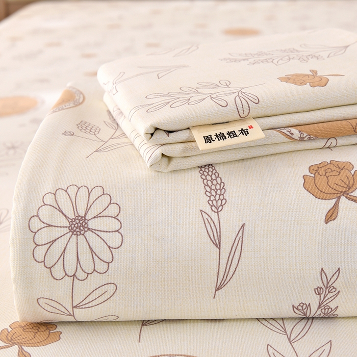 91家纺网 家纺一手货源 找家纺 牵依 2025新款工艺款老粗布床单系列三件套 花季