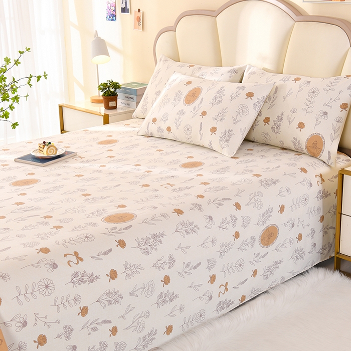 91家纺网 家纺一手货源 找家纺 牵依 2025新款工艺款老粗布床单系列三件套 花季