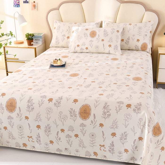 91家纺网 家纺一手货源 找家纺 牵依 2025新款工艺款老粗布床单系列三件套 花季