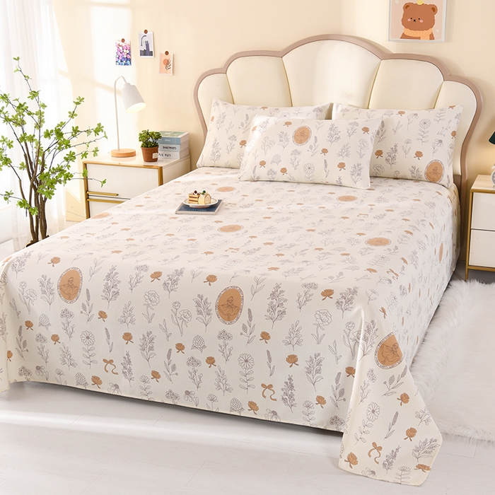 91家纺网 家纺一手货源 找家纺 牵依 2025新款工艺款老粗布床单系列三件套 花季