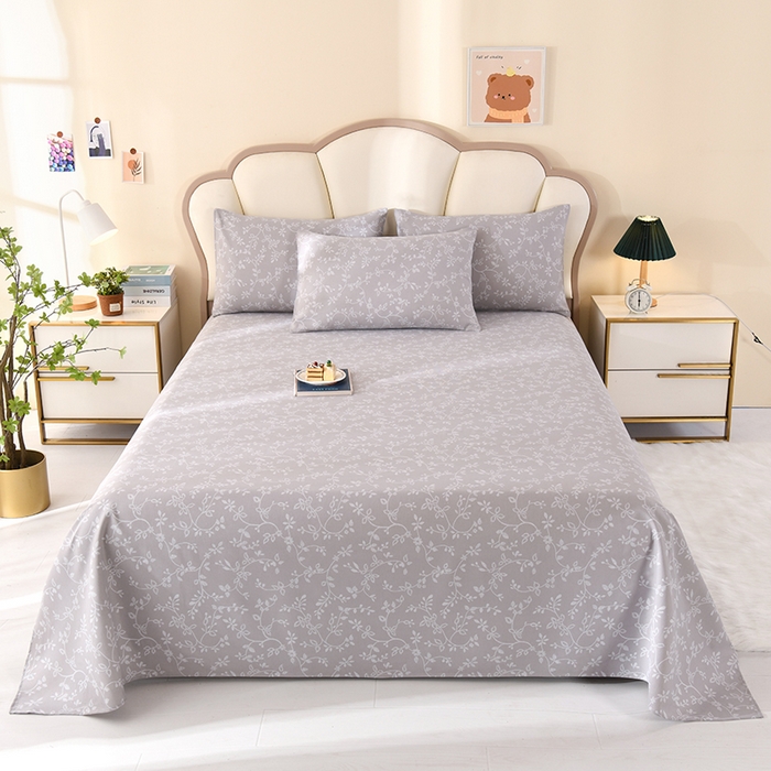 91家纺网 家纺一手货源 找家纺 牵依 2025新款工艺款老粗布床单系列三件套 花满庭