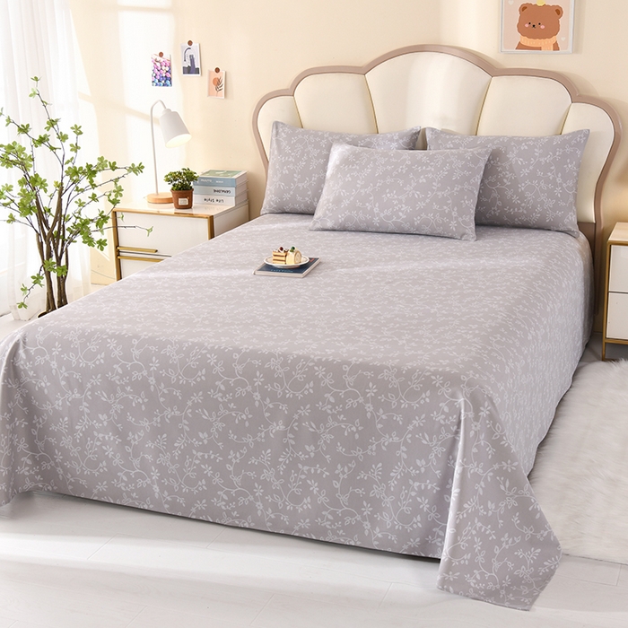 91家纺网 家纺一手货源 找家纺 牵依 2025新款工艺款老粗布床单系列三件套 花满庭