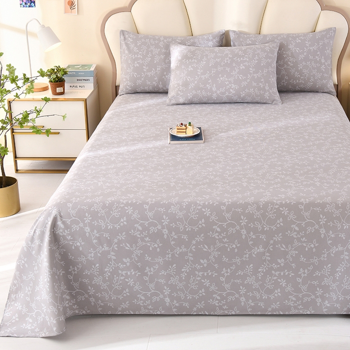 91家纺网 家纺一手货源 找家纺 牵依 2025新款工艺款老粗布床单系列三件套 花满庭