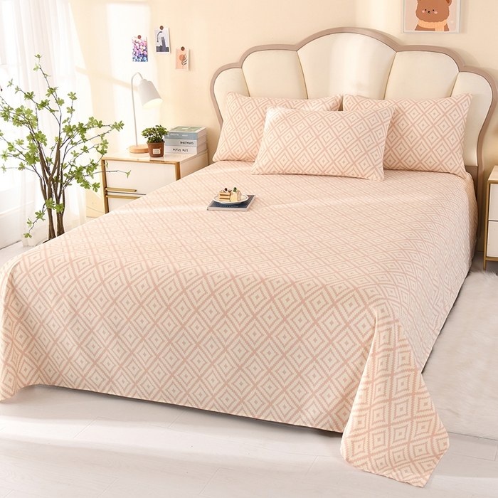 91家纺网 家纺一手货源 找家纺 牵依 2025新款工艺款老粗布床单系列三件套 凉宫