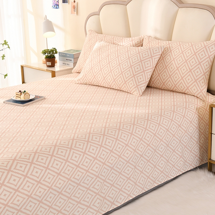 91家纺网 家纺一手货源 找家纺 牵依 2025新款工艺款老粗布床单系列三件套 凉宫