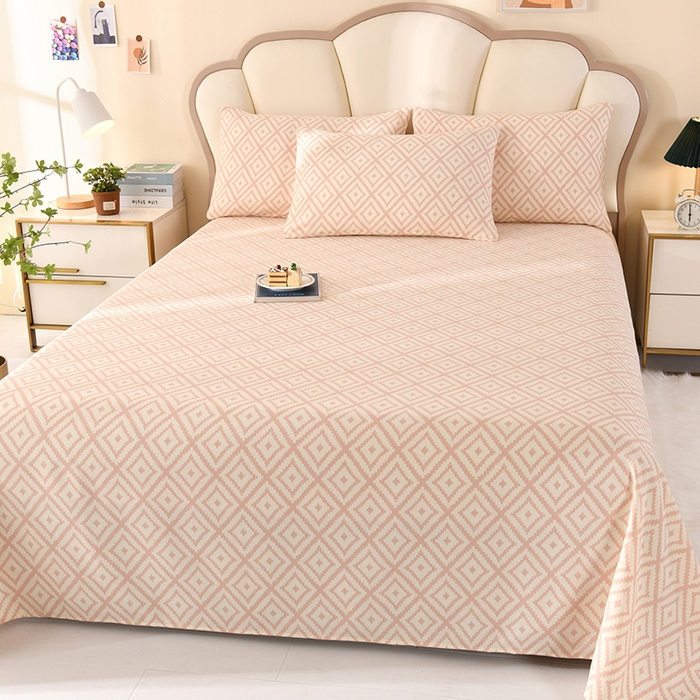 91家纺网 家纺一手货源 找家纺 牵依 2025新款工艺款老粗布床单系列三件套 凉宫