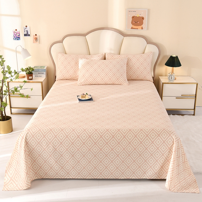 91家纺网 家纺一手货源 找家纺 牵依 2025新款工艺款老粗布床单系列三件套 凉宫