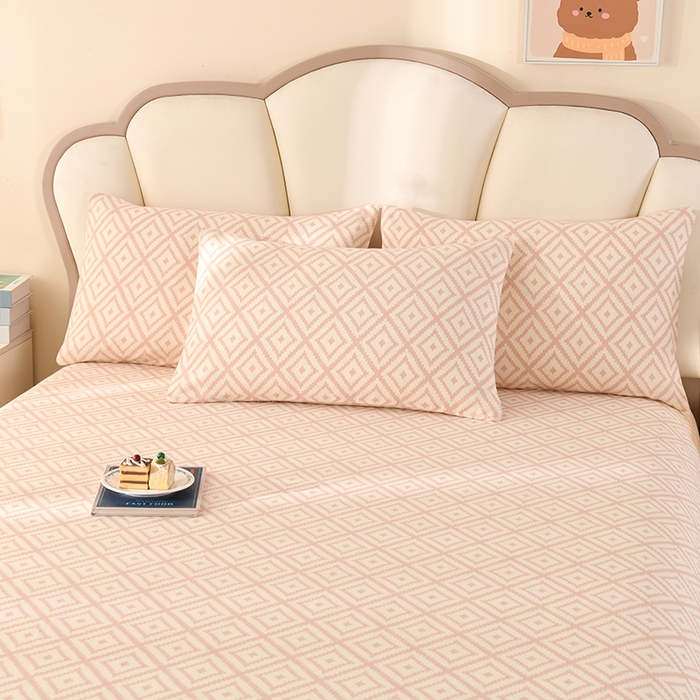 91家纺网 家纺一手货源 找家纺 牵依 2025新款工艺款老粗布床单系列三件套 凉宫