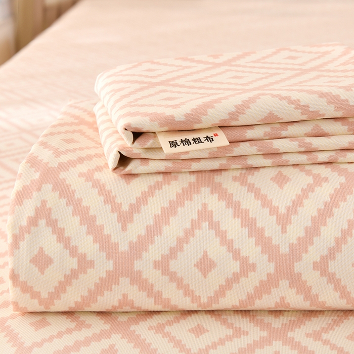 91家纺网 家纺一手货源 找家纺 牵依 2025新款工艺款老粗布床单系列三件套 凉宫