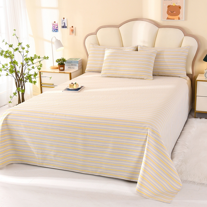 91家纺网 家纺一手货源 找家纺 牵依 2025新款工艺款老粗布床单系列三件套 沐森