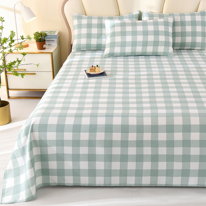 91家纺网 家纺一手货源 找家纺 牵依 2025新款工艺款老粗布床单系列三件套 欣绿