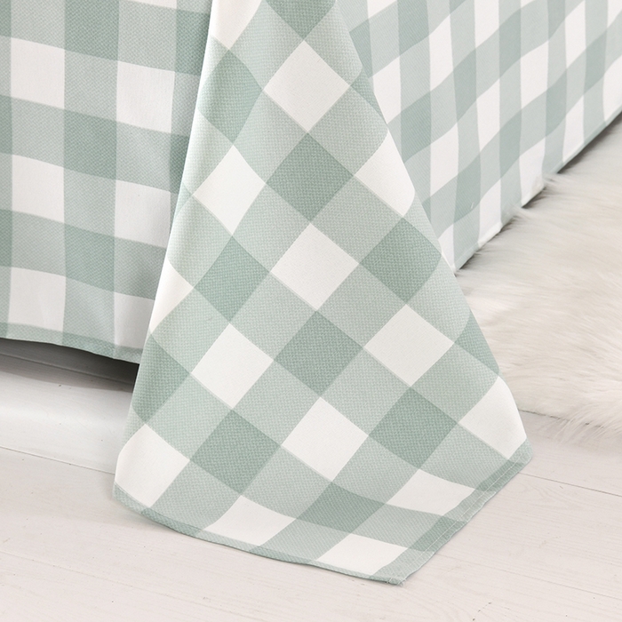 91家纺网 家纺一手货源 找家纺 牵依 2025新款工艺款老粗布床单系列三件套 欣绿