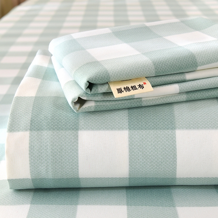 91家纺网 家纺一手货源 找家纺 牵依 2025新款工艺款老粗布床单系列三件套 欣绿