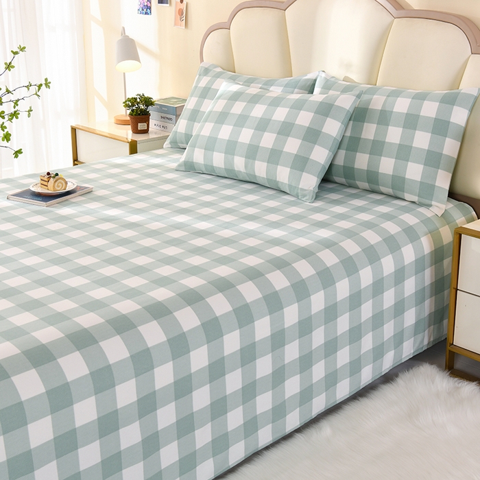 91家纺网 家纺一手货源 找家纺 牵依 2025新款工艺款老粗布床单系列三件套 欣绿