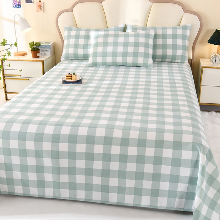 91家纺网 家纺一手货源 找家纺 牵依 2025新款工艺款老粗布床单系列三件套 欣绿