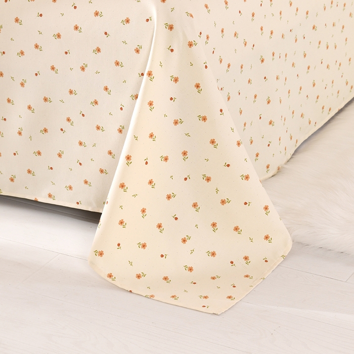 91家纺网 家纺一手货源 找家纺 牵依 2025新款工艺款老粗布床单系列三件套 幸福花