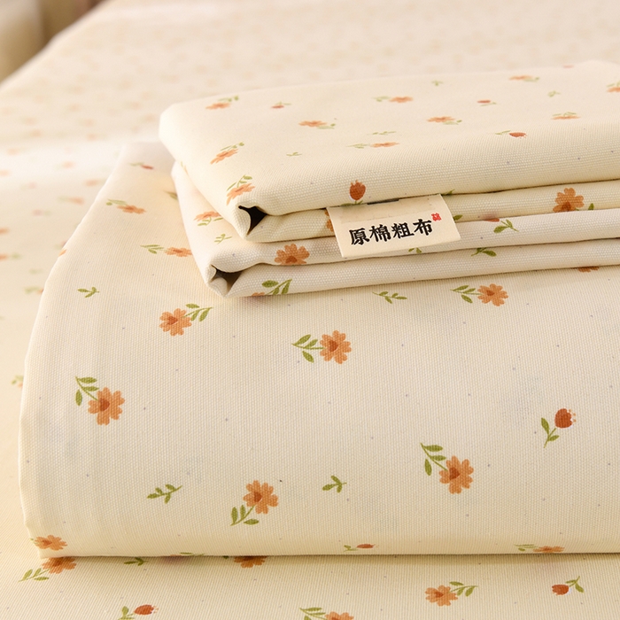 91家纺网 家纺一手货源 找家纺 牵依 2025新款工艺款老粗布床单系列三件套 幸福花