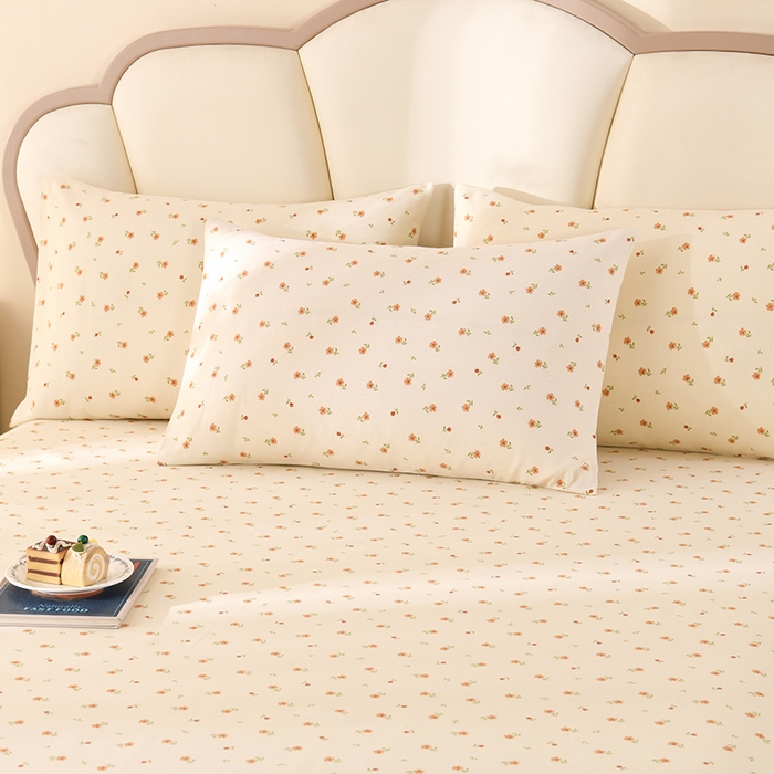 91家纺网 家纺一手货源 找家纺 牵依 2025新款工艺款老粗布床单系列三件套 幸福花