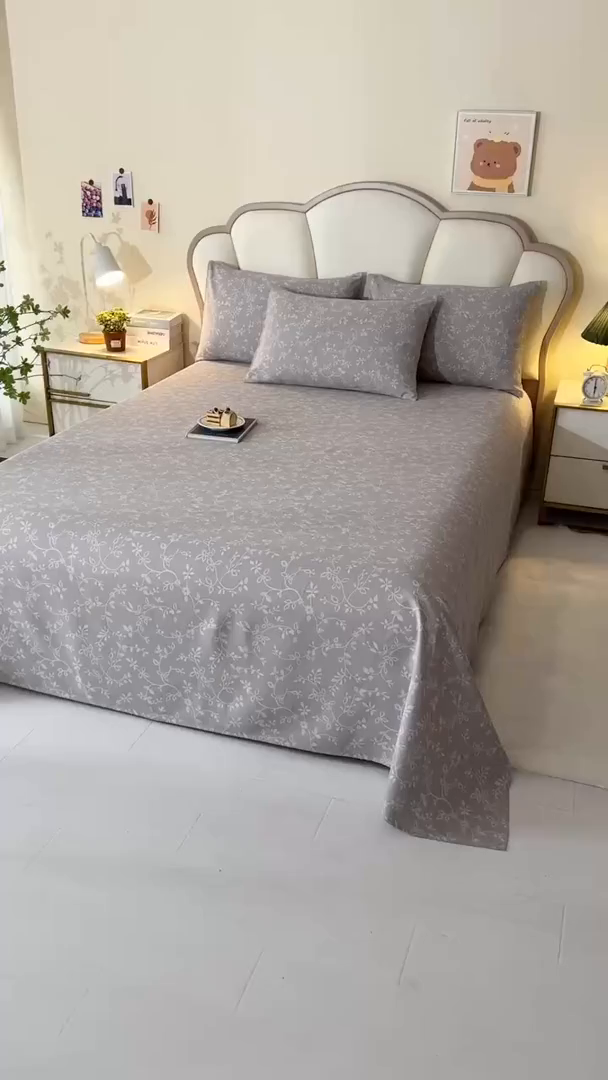 91家纺网 家纺一手货源 找家纺 牵依 2025新款工艺款老粗布床单系列三件套 花满庭