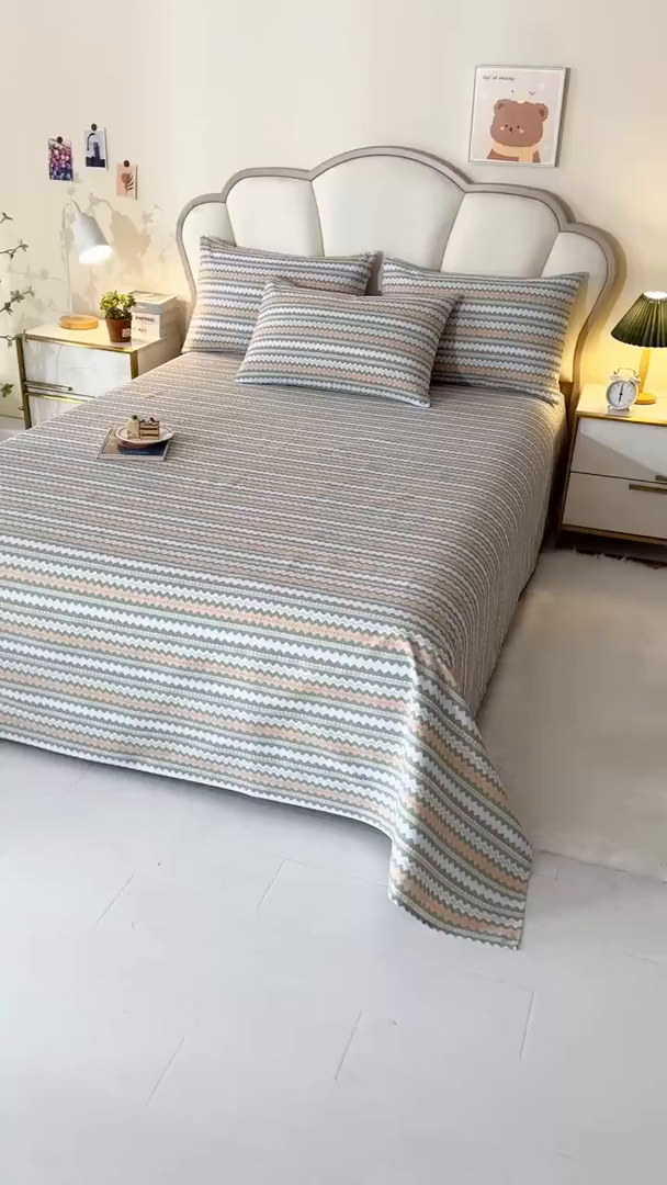 91家纺网 家纺一手货源 找家纺 牵依 2025新款工艺款老粗布床单系列三件套 约定