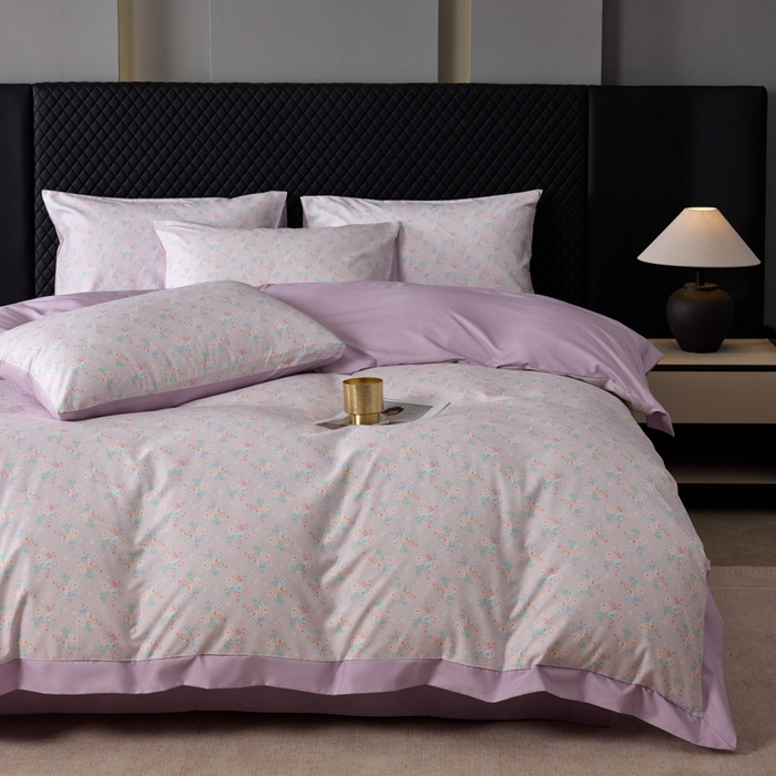 91家纺网 家纺一手货源 找家纺 （总）丽卡家纺 2025新款数码印花有氧双层纱四件套