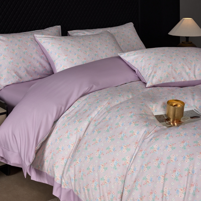 91家纺网 家纺一手货源 找家纺 （总）丽卡家纺 2025新款数码印花有氧双层纱四件套