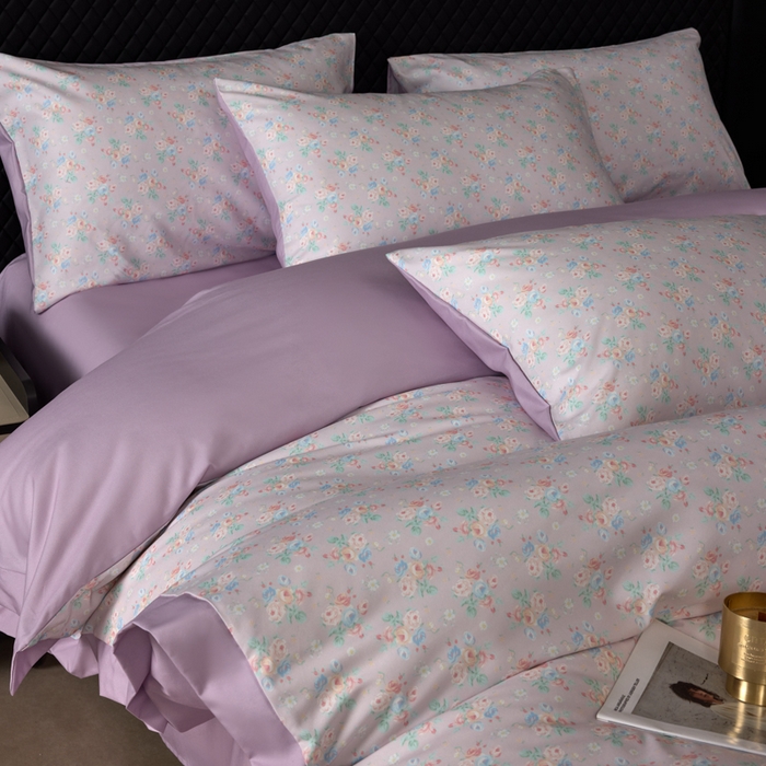 91家纺网 家纺一手货源 找家纺 （总）丽卡家纺 2025新款数码印花有氧双层纱四件套