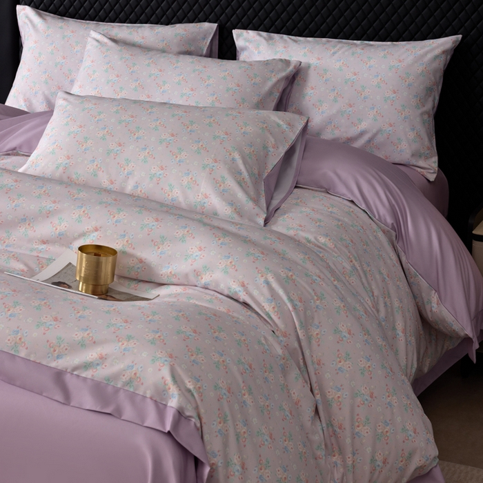 91家纺网 家纺一手货源 找家纺 （总）丽卡家纺 2025新款数码印花有氧双层纱四件套