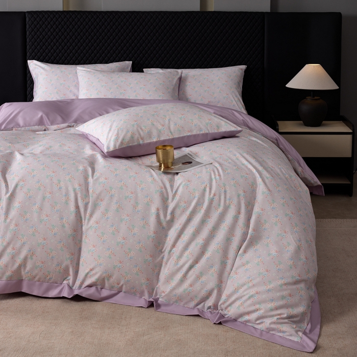 丽卡家纺 2025新款数码印花有氧双层纱四件套 诺言