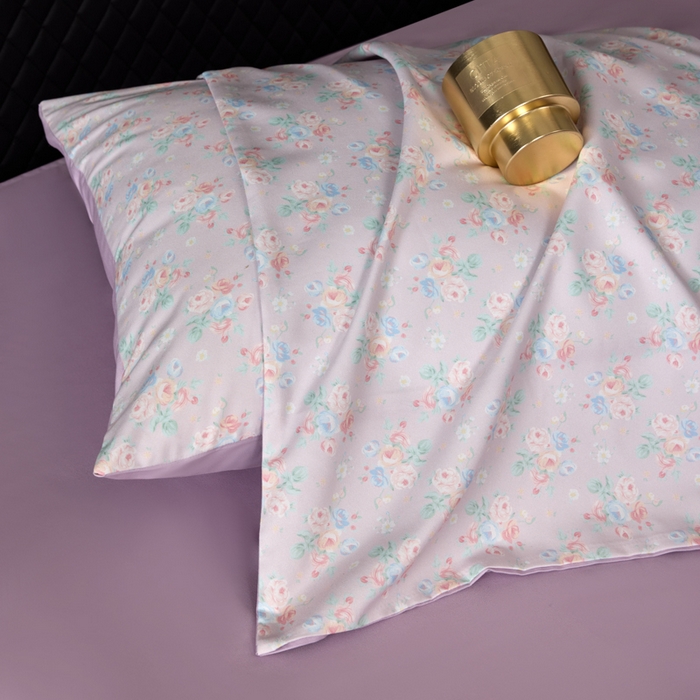 91家纺网 家纺一手货源 找家纺 丽卡家纺 2025新款数码印花有氧双层纱四件套 诺言