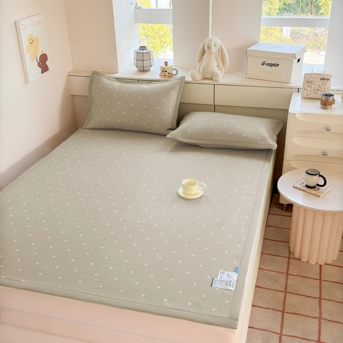 91家纺网 家纺一手货源 找家纺 凉百百 2025新款3D豆豆凉席系列-繁心 繁心-香槟