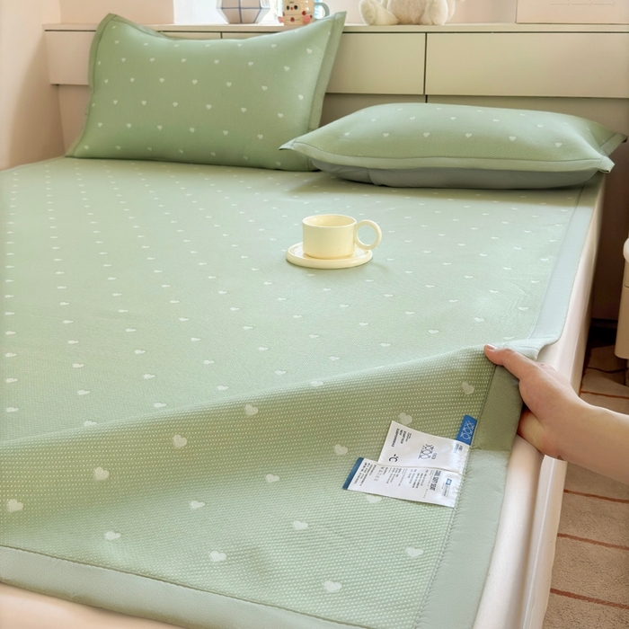 91家纺网 家纺一手货源 找家纺 凉百百 2025新款3D豆豆凉席系列-繁心 繁心-绿